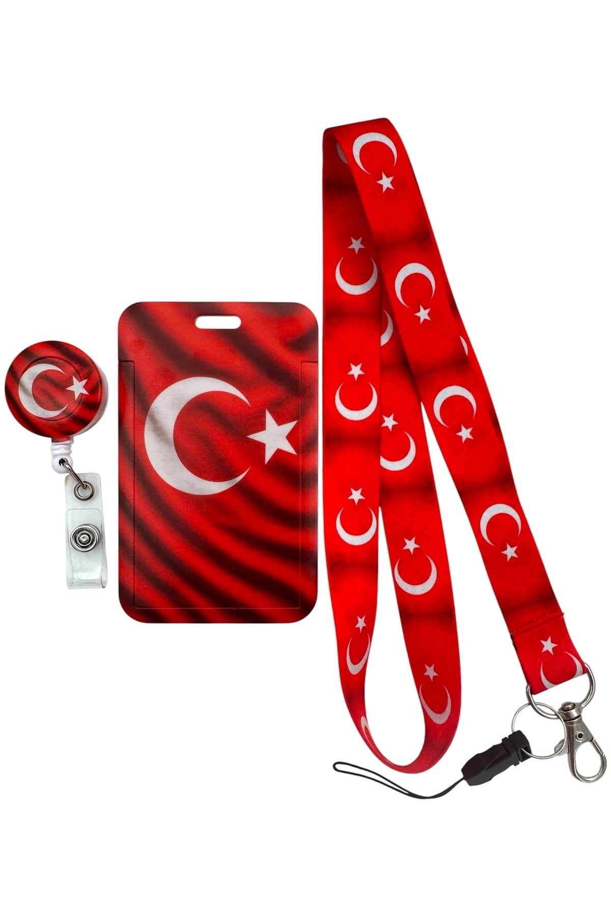 RoyalVance Türk Bayrağı baskılı yoyo, boyun askı ipi ve sürgülü kartlık 3’lü seti - ürün görseli 1