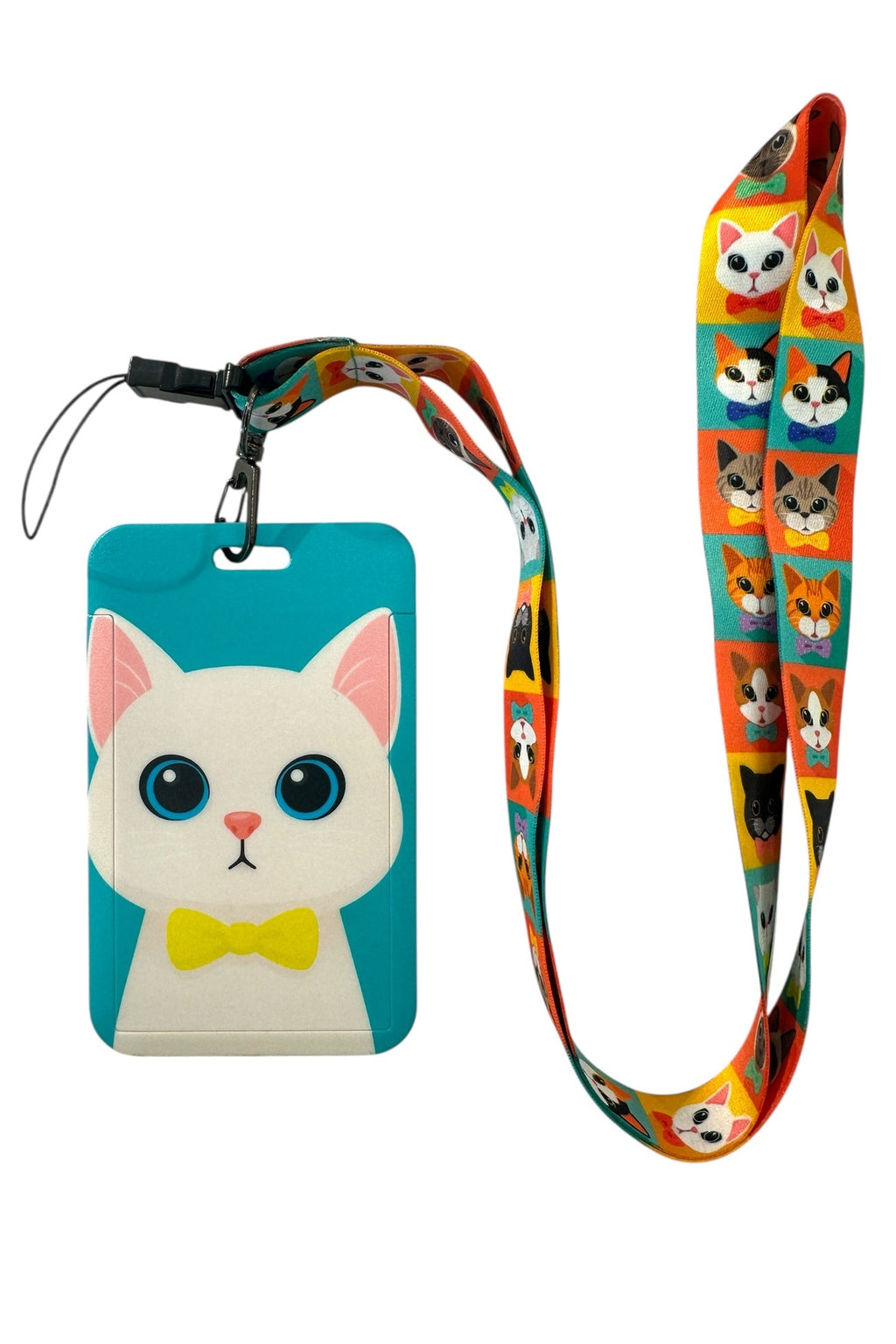 Yaka Kartı İpli Kartlık Koruyucu Askılı Kart Tutucu Kartlık Kedi Figürlü