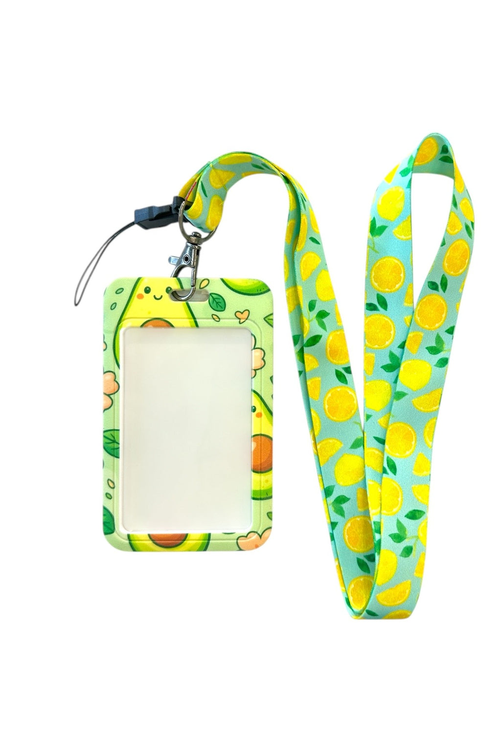 Yaka Kartı İpli Kartlık Koruyucu Askılı Kart Tutucu Kartlık Avokado Desenli