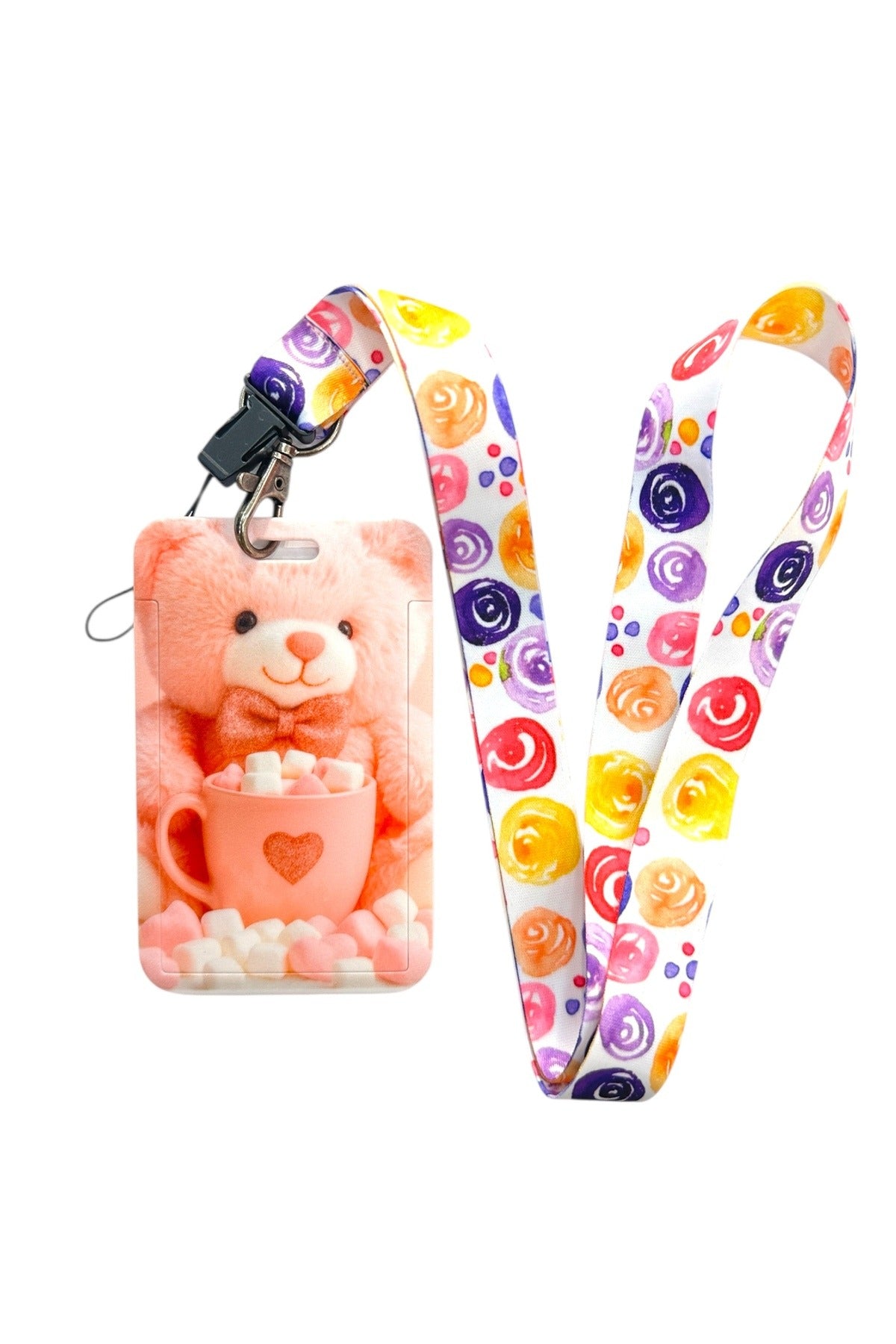 Yaka Kartı İpli Kartlık Koruyucu Askılı Kart Tutucu Kartlık Ayıcık Figürlü