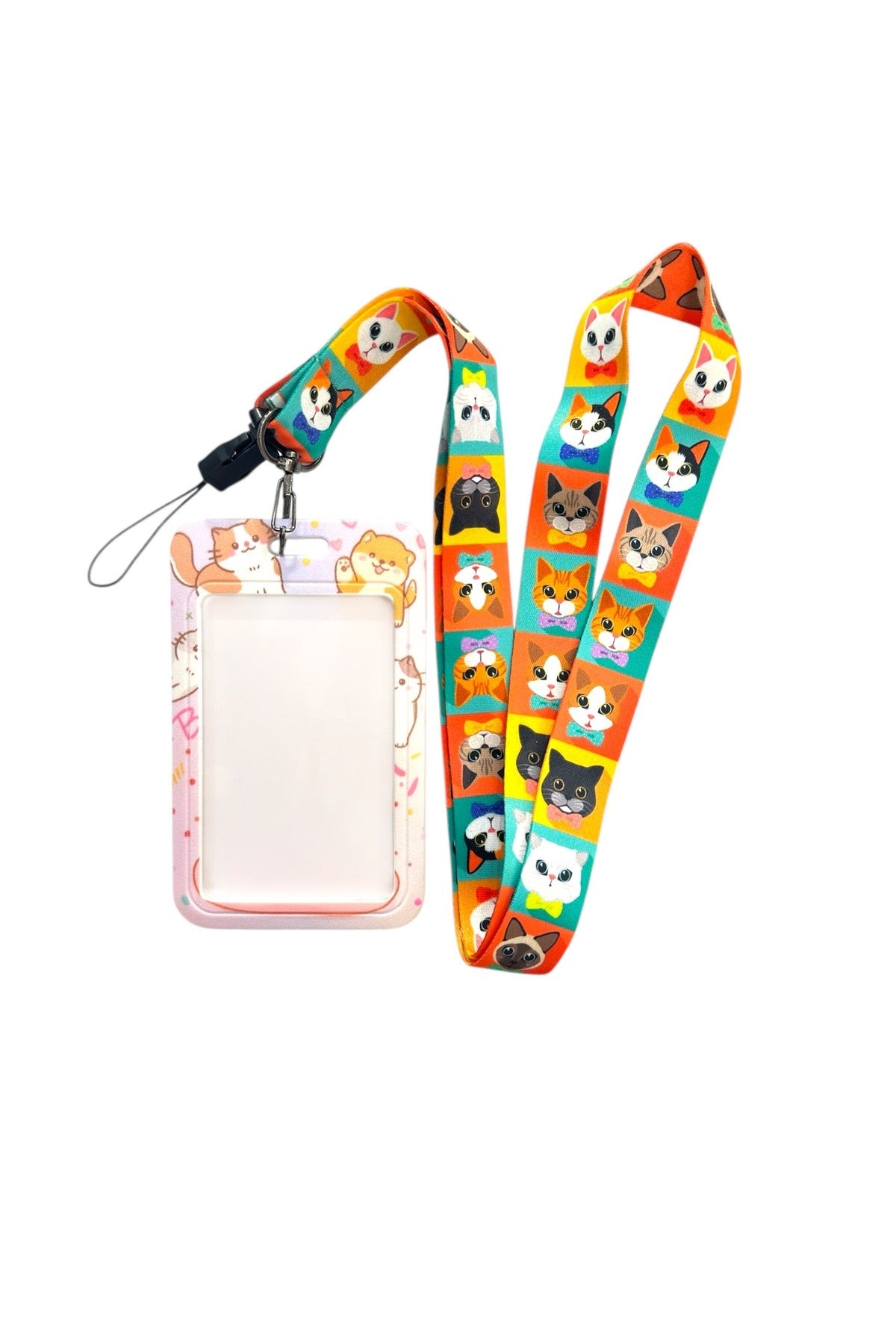 Yaka Kartı İpli Kartlık Koruyucu Askılı Kart Tutucu Kartlık Kediler Temalı