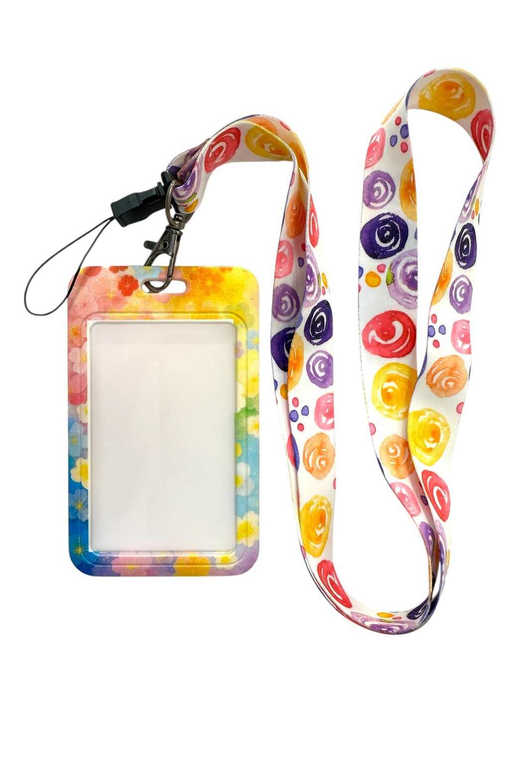 Yaka Kartı İpli Kartlık Koruyucu Askılı Kart Tutucu Kartlık Çiçek Desenli