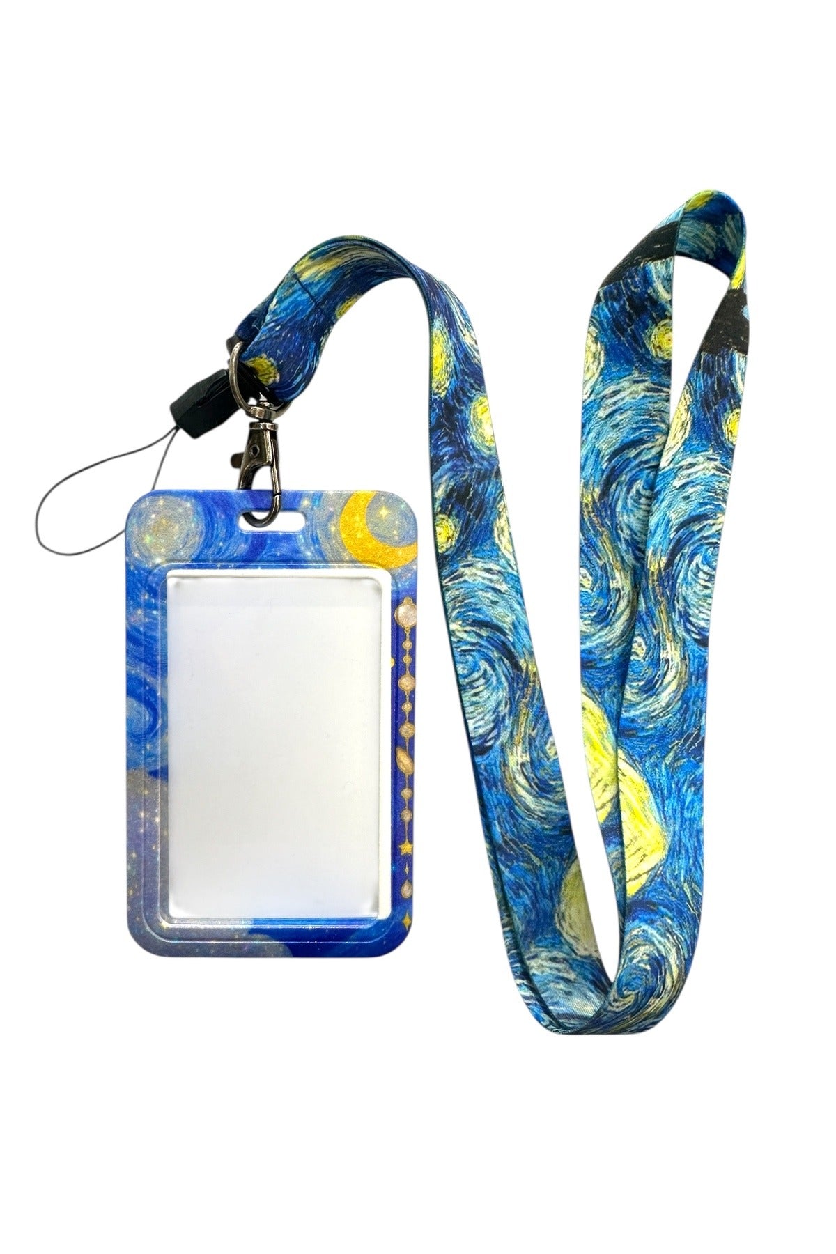 Yaka Kartı İpli Kartlık Koruyucu Askılı Kart Tutucu Kartlık Gece Ay Yıldız Güneş Temalı