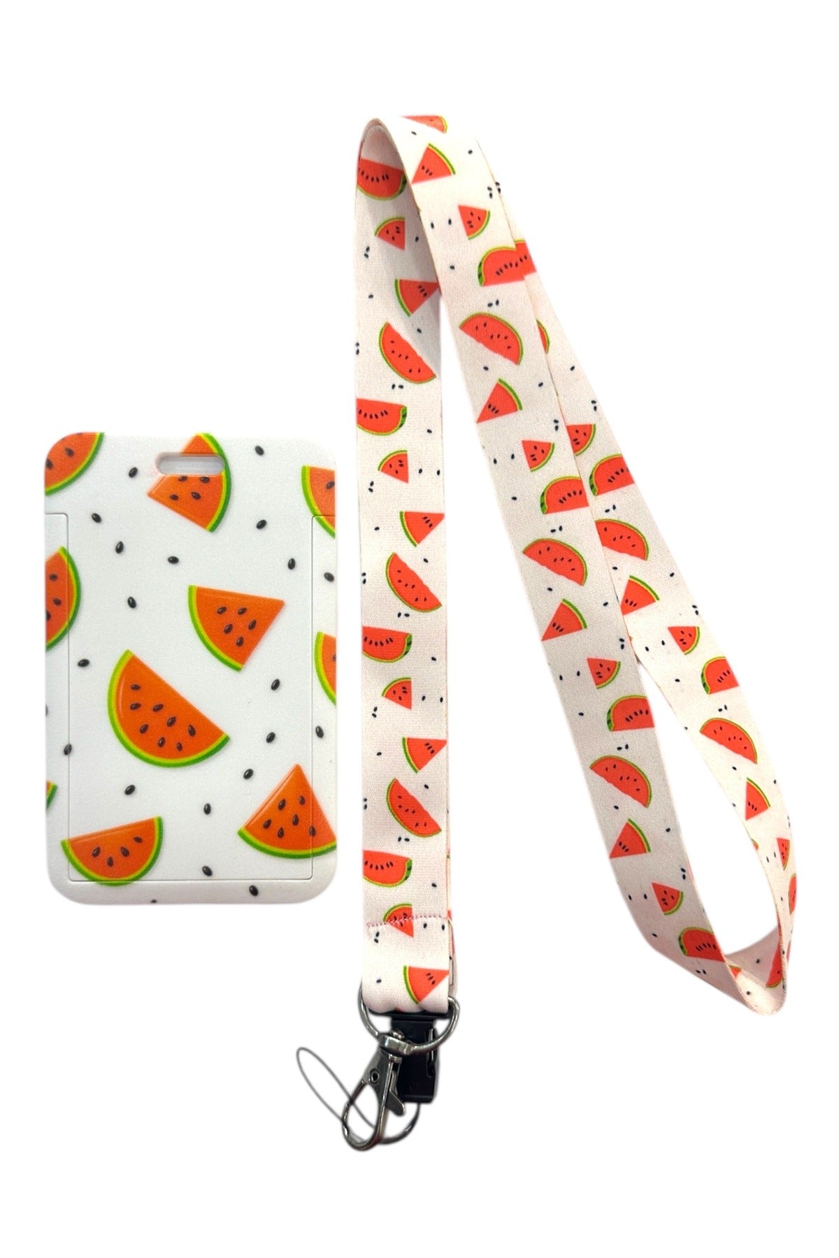 Yaka Kartı İpli Kartlık Koruyucu Askılı Kart Tutucu Kartlık Karpuz Desen