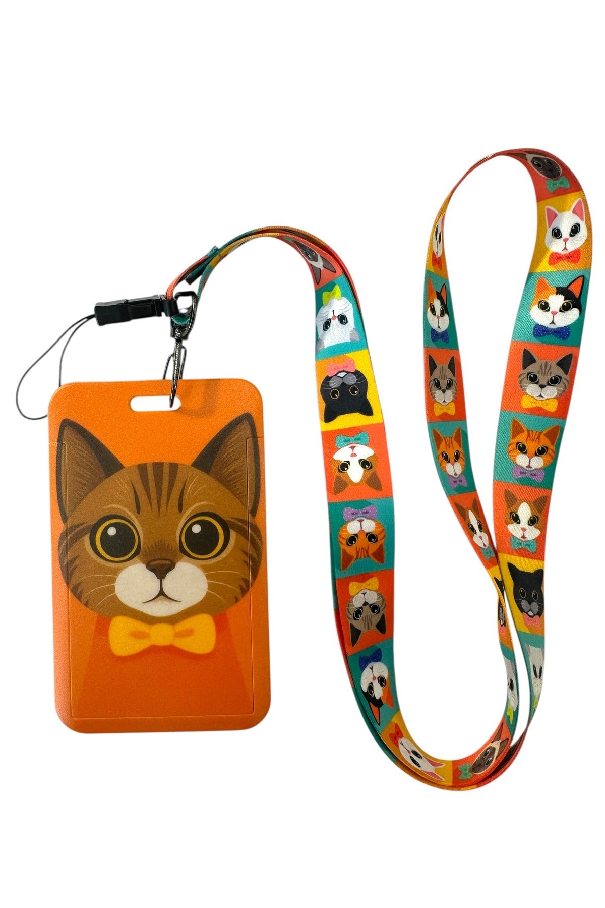 Yaka Kartı İpli Kartlık Koruyucu Askılı Kart Tutucu Kartlık Kedi Figürlü