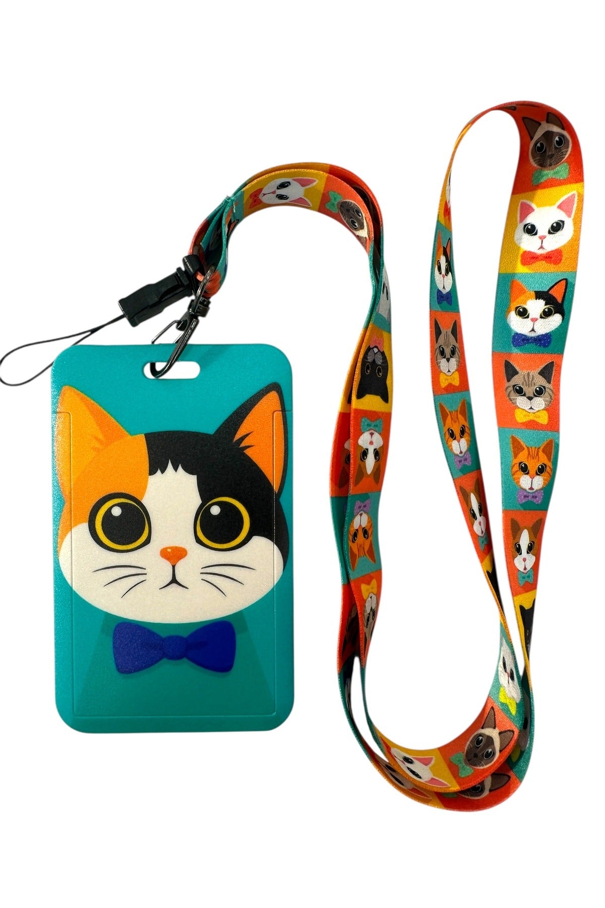 Yaka Kartı İpli Kartlık Koruyucu Askılı Kart Tutucu Kartlık Kedi Figürlü