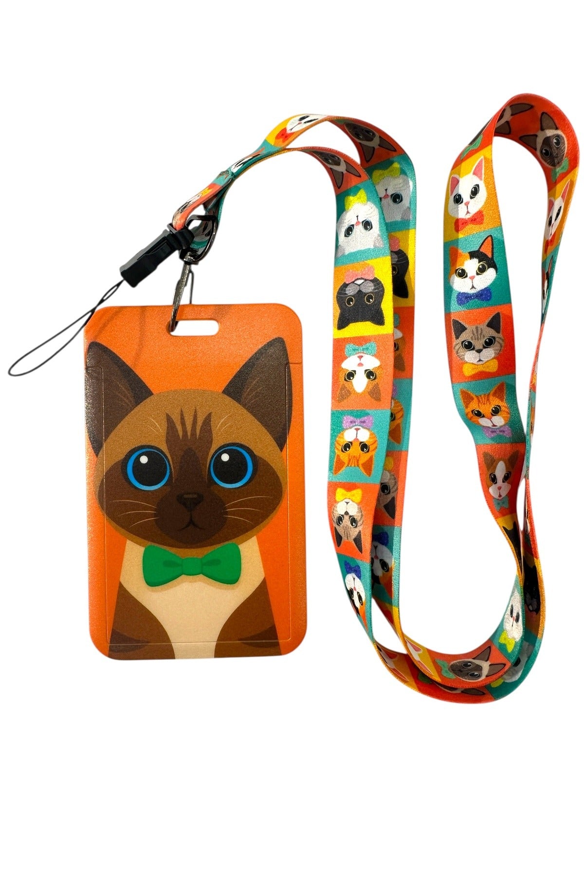Yaka Kartı İpli Kartlık Koruyucu Askılı Kart Tutucu Kartlık Kedi Figürlü