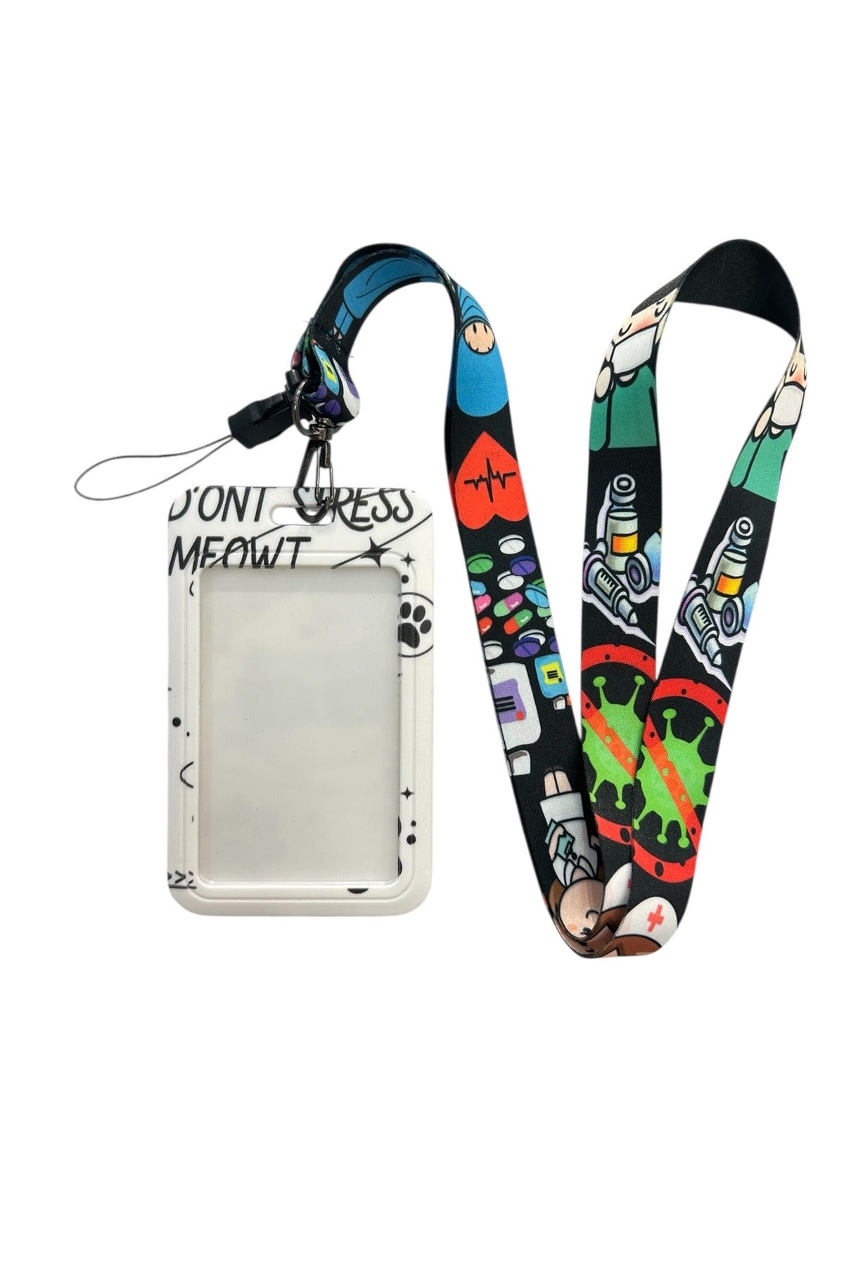 Yaka Kartı İpli Kartlık Koruyucu Askılı Kart Tutucu Kartlık Meow