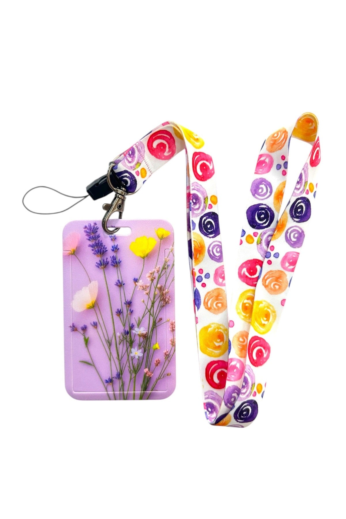 Yaka Kartı İpli Kartlık Koruyucu Askılı Kart Tutucu Kartlık Çiçek Temalı