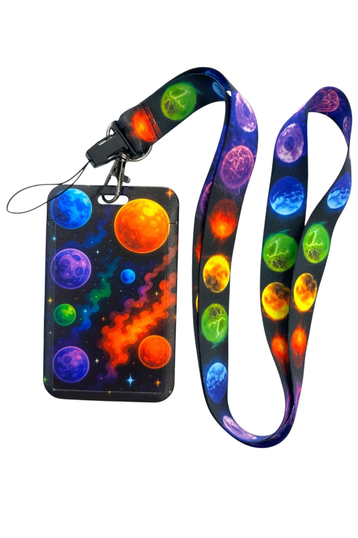 Yaka Kartı İpli Kartlık Koruyucu Askılı Kart Tutucu Kartlık Renkli Gezegenler