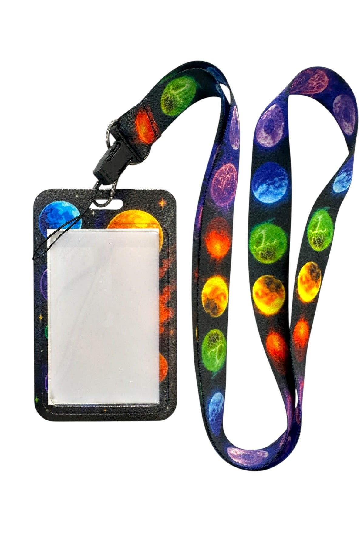 Yaka Kartı İpli Kartlık Koruyucu Askılı Kart Tutucu Kartlık Renkli Gezegenler