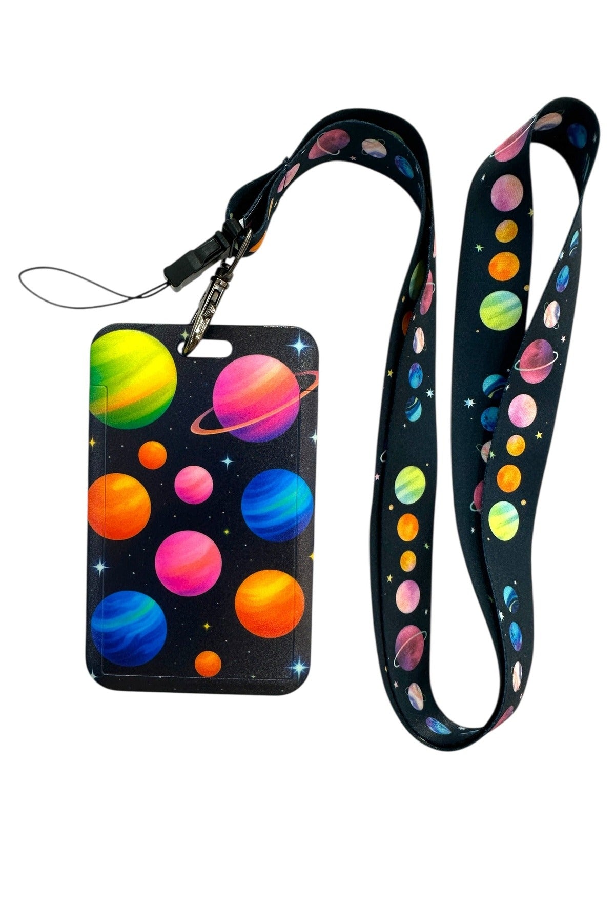 Yaka Kartı İpli Kartlık Koruyucu Askılı Kart Tutucu Kartlık Renkli Uzay