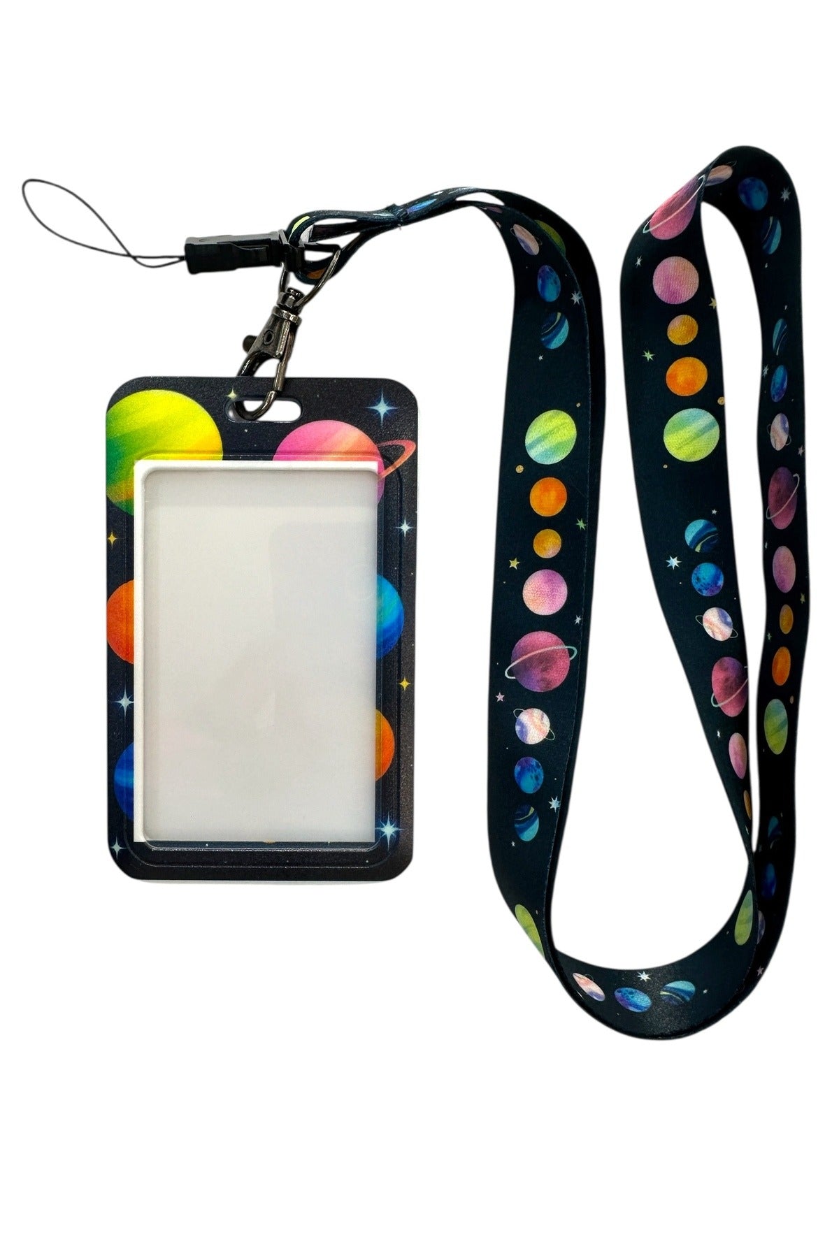 Yaka Kartı İpli Kartlık Koruyucu Askılı Kart Tutucu Kartlık Renkli Uzay