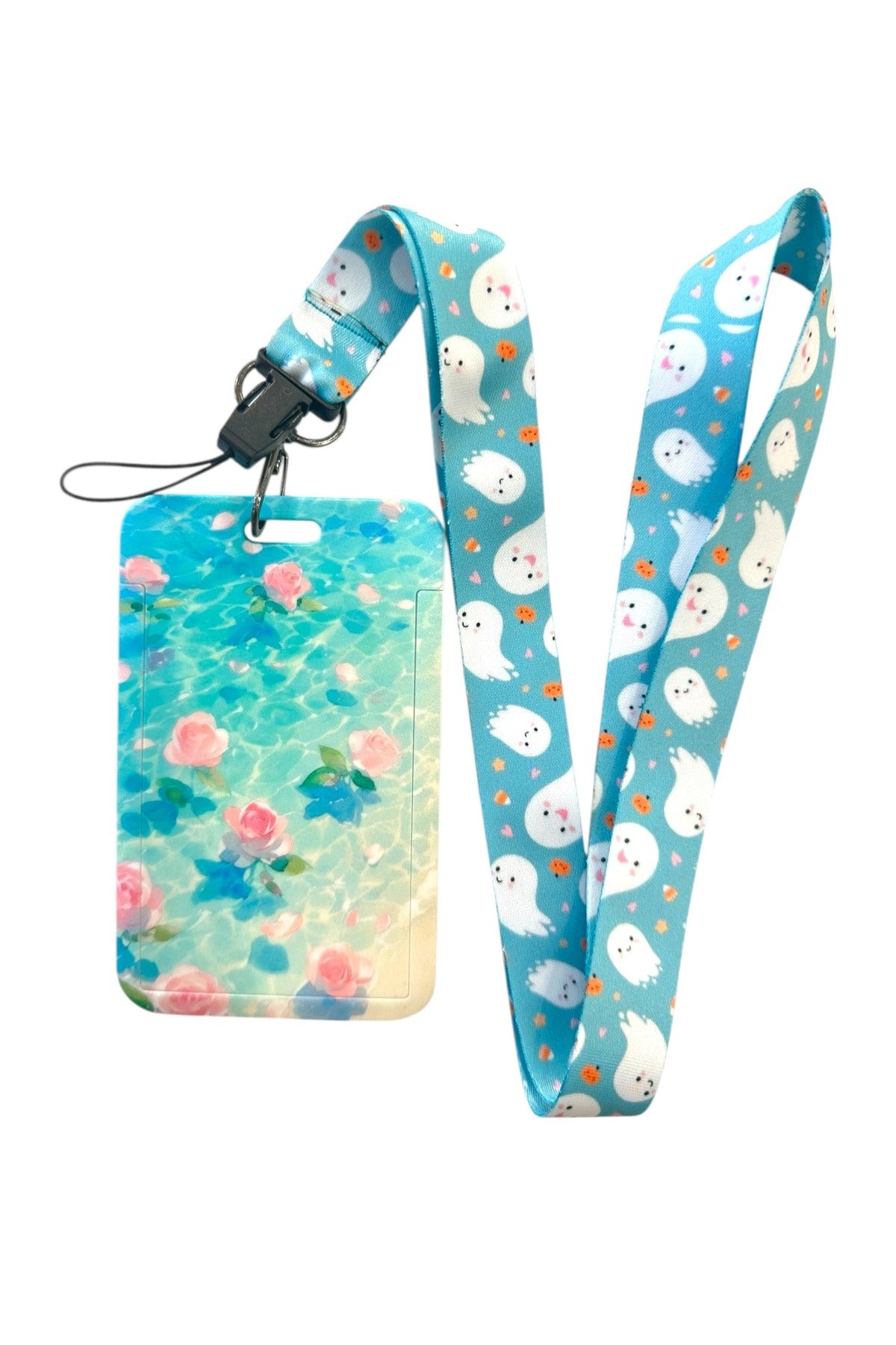 Yaka Kartı İpli Kartlık Koruyucu Askılı Kart Tutucu Kartlık Nilüfer Desenli