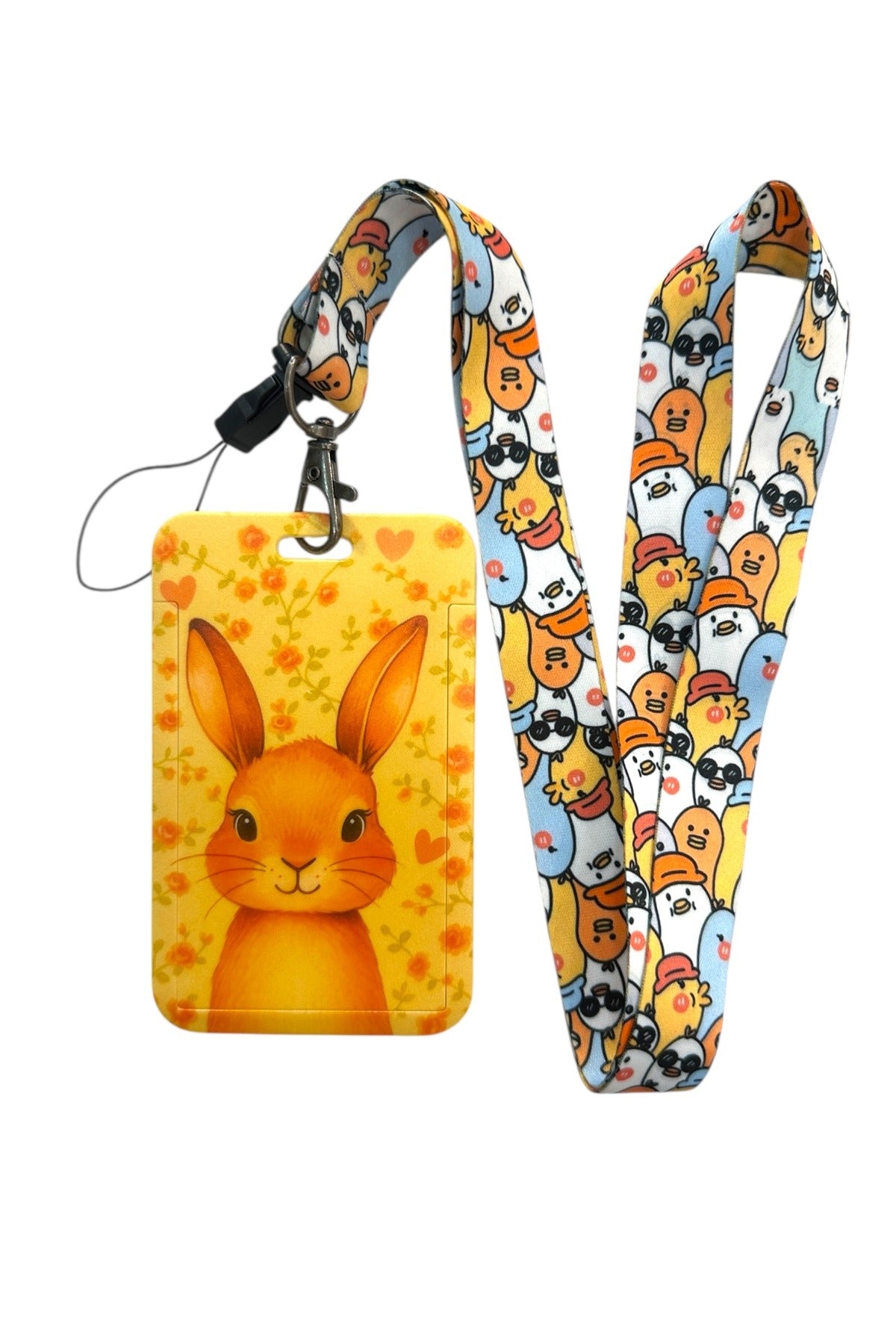 Yaka Kartı İpli Kartlık Koruyucu Askılı Kart Tutucu Kartlık Tavşan Figürlü