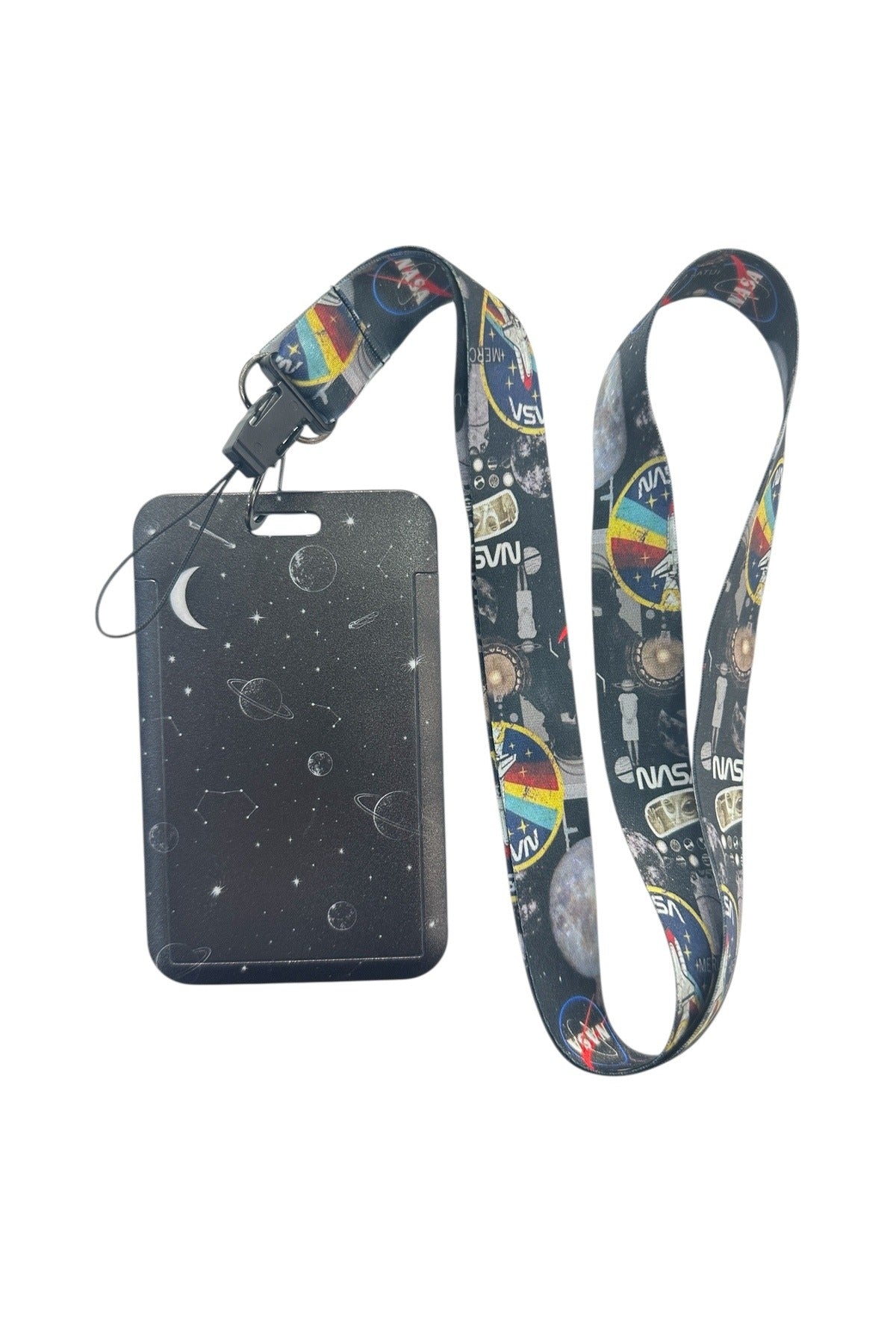Yaka Kartı İpli Kartlık Koruyucu Askılı Kart Tutucu Kartlık Gezegenli