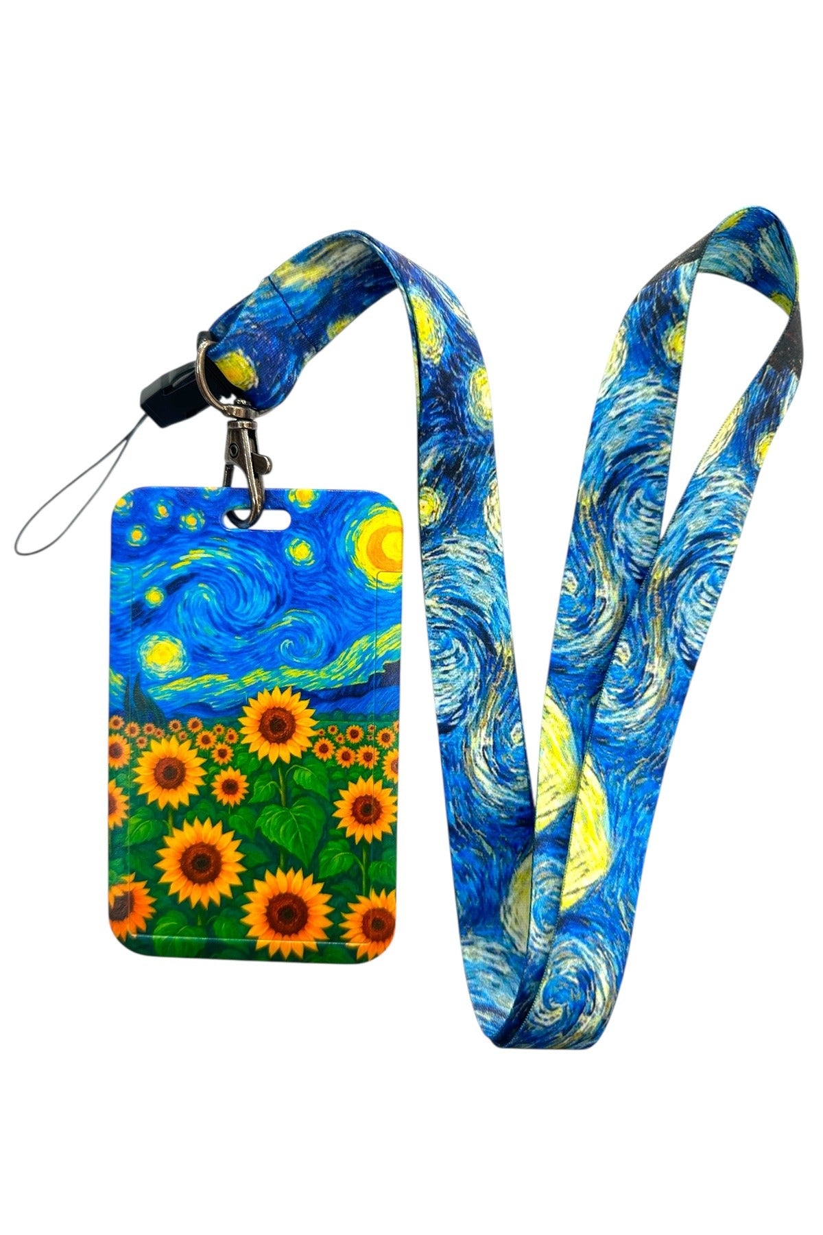 Yaka Kartı İpli Kartlık Koruyucu Askılı Kart Tutucu Kartlık Van Gogh Temalı