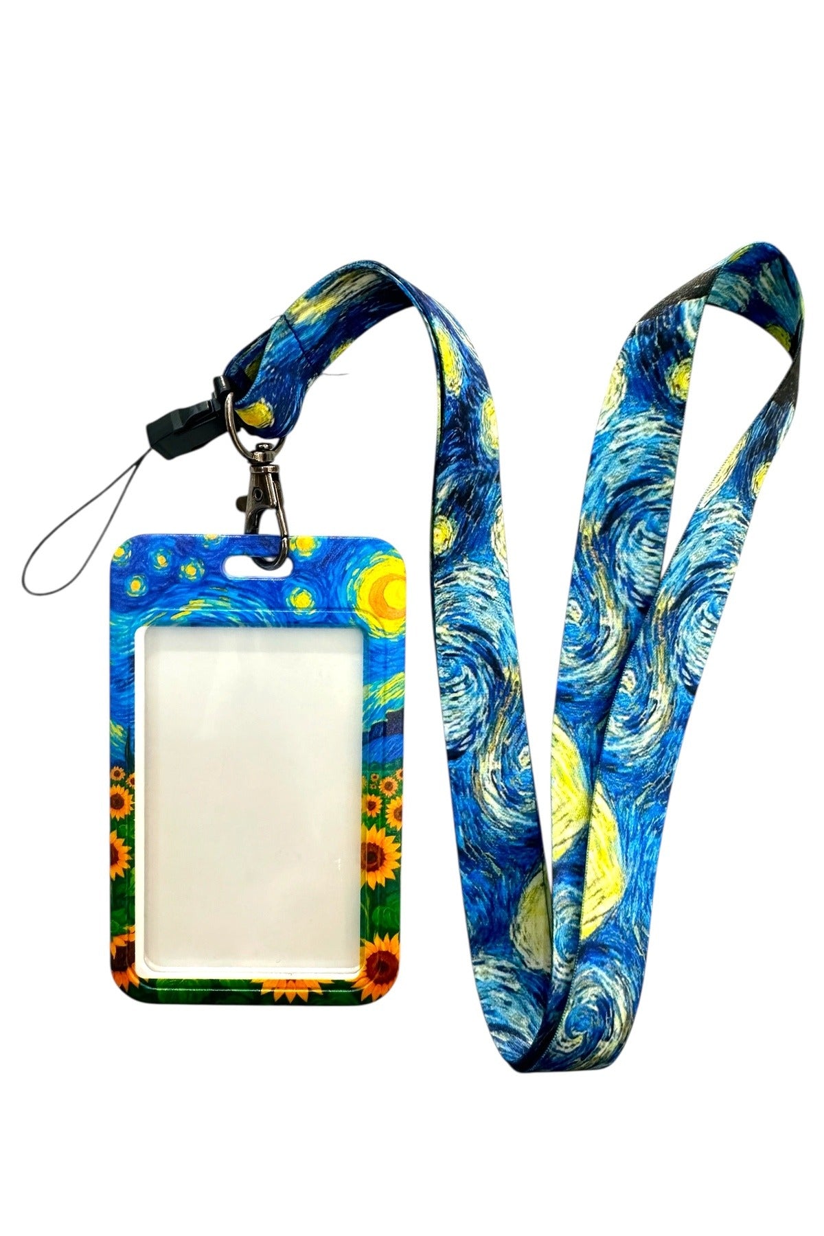 Yaka Kartı İpli Kartlık Koruyucu Askılı Kart Tutucu Kartlık Van Gogh Temalı