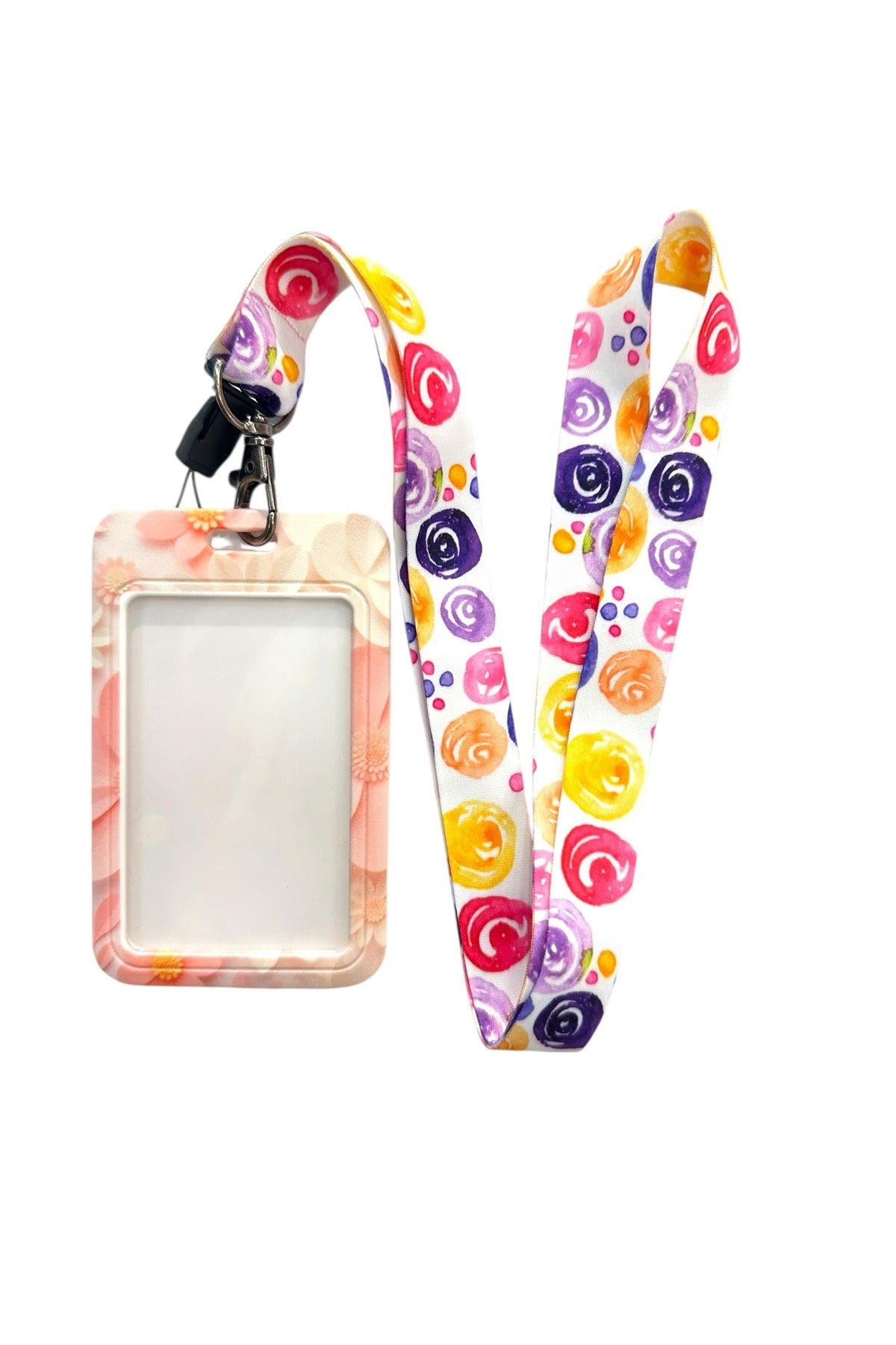 Yaka Kartı İpli Kartlık Koruyucu Askılı Kart Tutucu Kartlık Çiçek